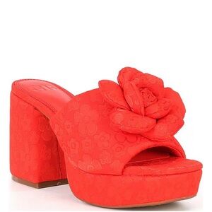 Women's Red Floral Platform Sandals